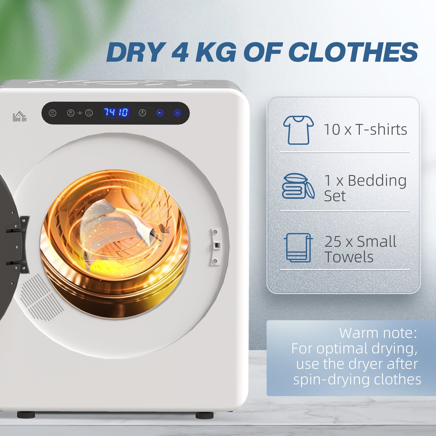 HOMCOM 4kg Compact 40-60â Tumble Dryer - White