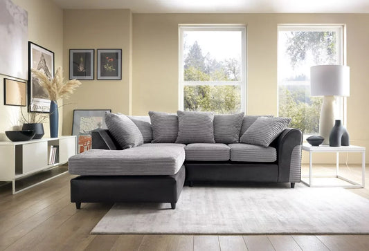 Spencer Cord Fabric Corner Sofa - Left Arm Black