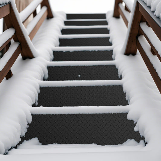 Heated Outdoor Mat with Non-Slip Rubber and Leak-Proof Plug-Black