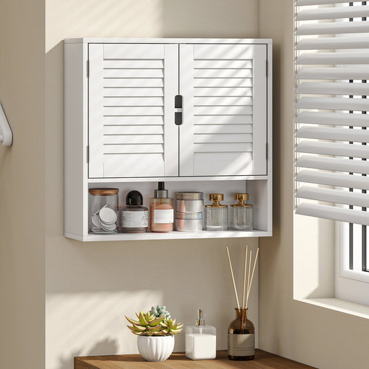 HOMCOM Bathroom Cabinet, Wall Mounted Storage Cabinet with Adjustable Shelves, 60 x 20 x 60 cm, White