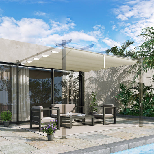 Outsunny Retractable Pergola Cover, 2.55 x 2.5 m Replacement Canopy Fabric for 3 x 3 m Frame, Roof Top Only, Cream White