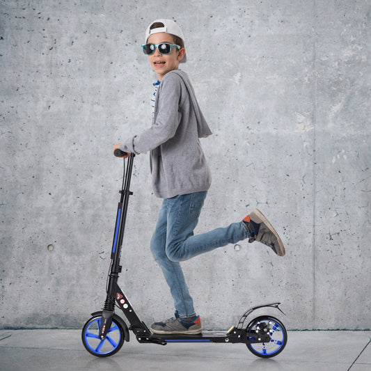 Kick Scooter with Adjustable Handlebar and Anti-Shocking Suspension-Blue