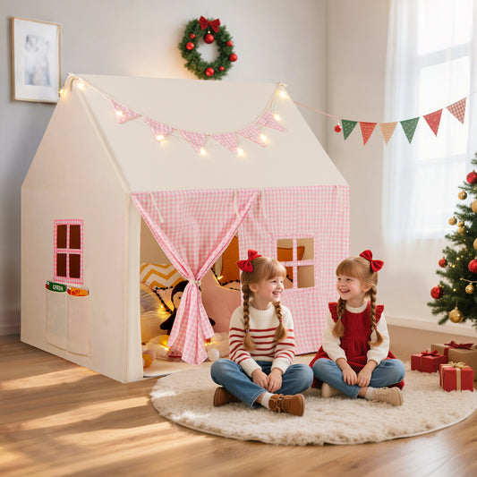 Kids Play Tent with Padded Mat for Children Aged 3-8 Years Old-Pink
