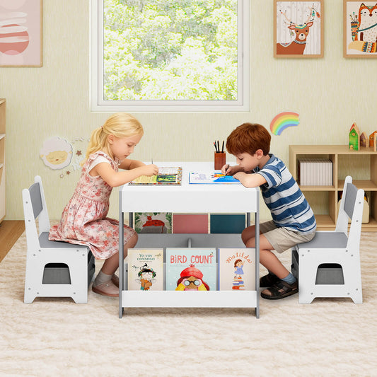 Kids Table and Chairs Set Toddler Wooden Activity Desk-Grey