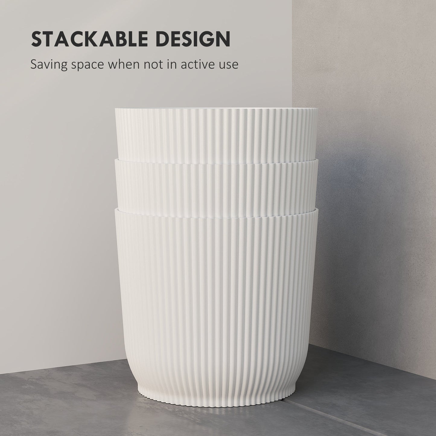 Outsunny Set of Three Ф22cm Planters - White