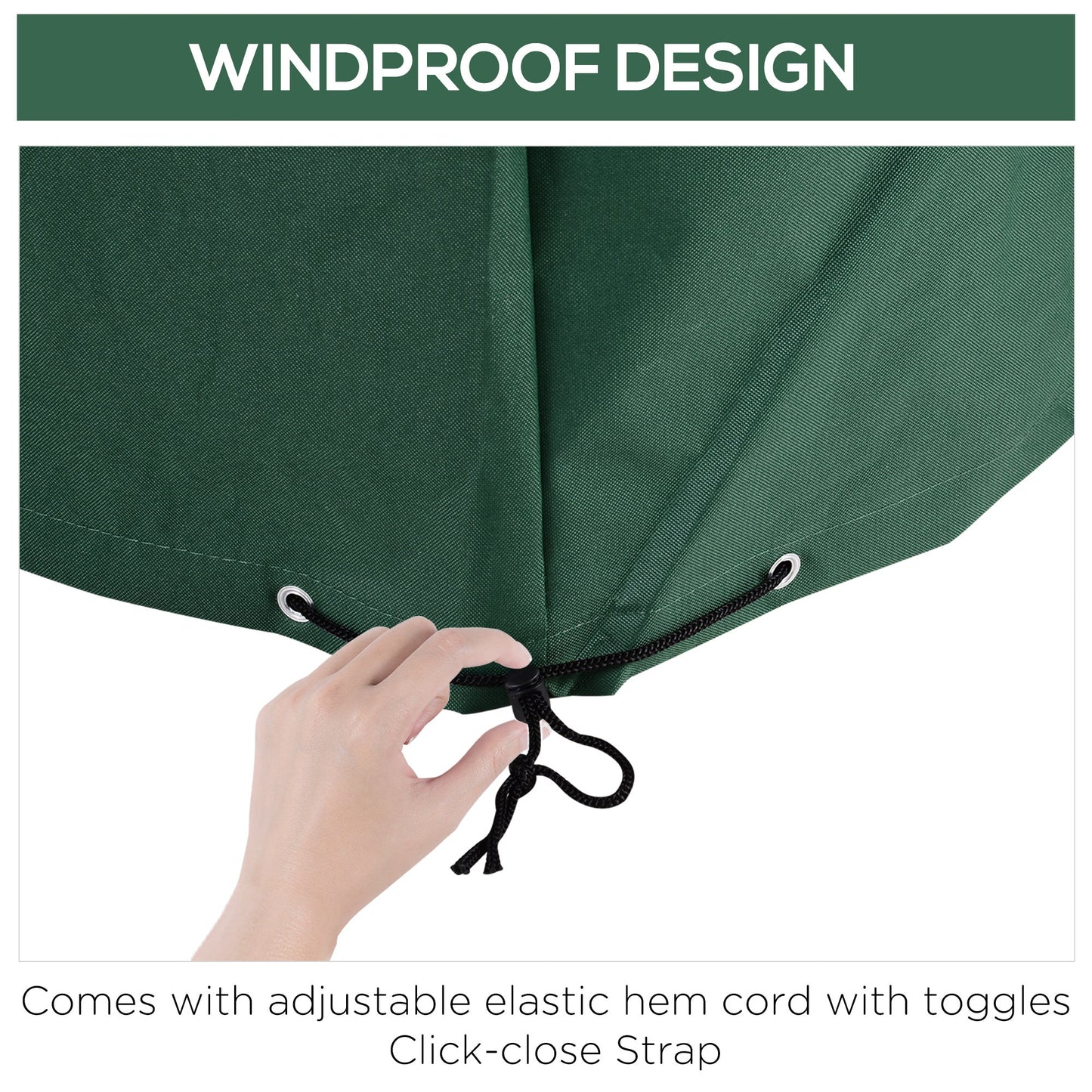 Outsunny Outdoor Garden Furniture Cover Waterproof, Anti-UV 600D Heavy Duty Oxford Fabric Patio Furniture Cover for Rectangular Sofa Table Set, Green, 245 x 165 x 55 cm
