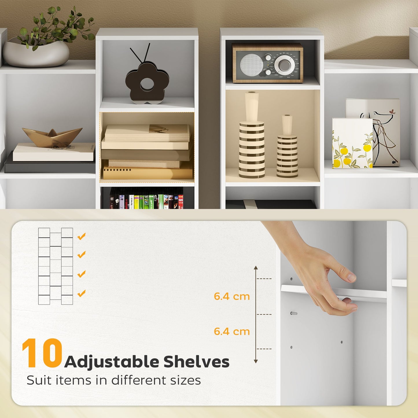 HOMCOM 21-Compartment Bookshelf - White