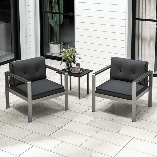 Patio Aluminum Armchair with Cushions Outdoor Sofa Chair Set of 2-Grey