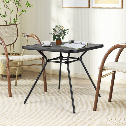 Patio Square Outdoor Dining Table with Umbrella Hole and Lid