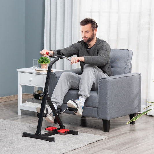 HOMCOM Portable Exercise Bike for Home Pedal Exerciser Height-adjustable 56L x 44- 56W x 75- 97H cm Black and Red