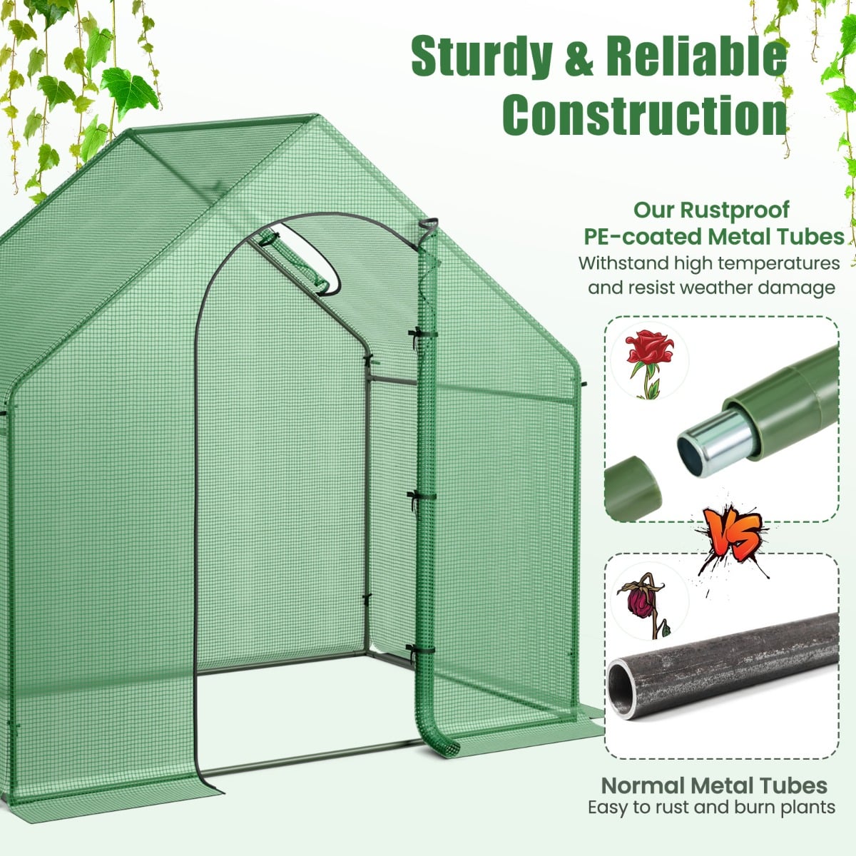 Portable Outdoor Warm House for Winter with PE Cover and Rustproof PE-Coated Metal Frame