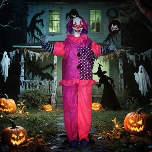 Outsunny 5â²7â³ Scary Animated Clown Decoration - Pink/Purple