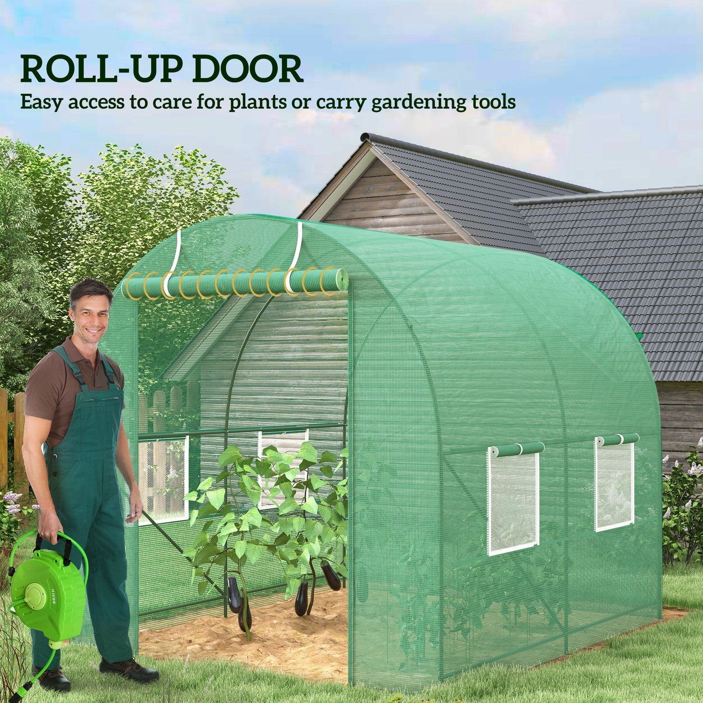 Outsunny 245 x 200cm Polytunnel Greenhouse - Green