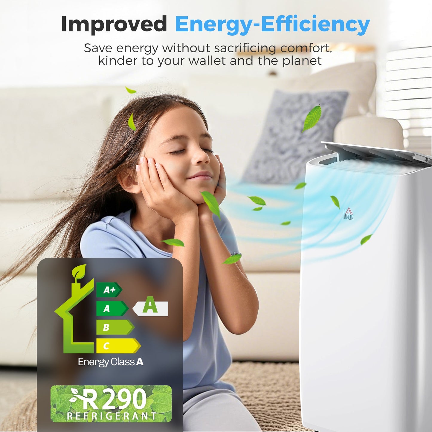 HOMCOM Portable Air Conditioner 12000 BTU, 4-in-1 Air Conditioning Unit, Dehumidifier, Cooling, Fan, Sleep Mode with 3 Speeds, Remote Control, LED Display, 24H Timer, Window Kit, Children Lock, 35m²