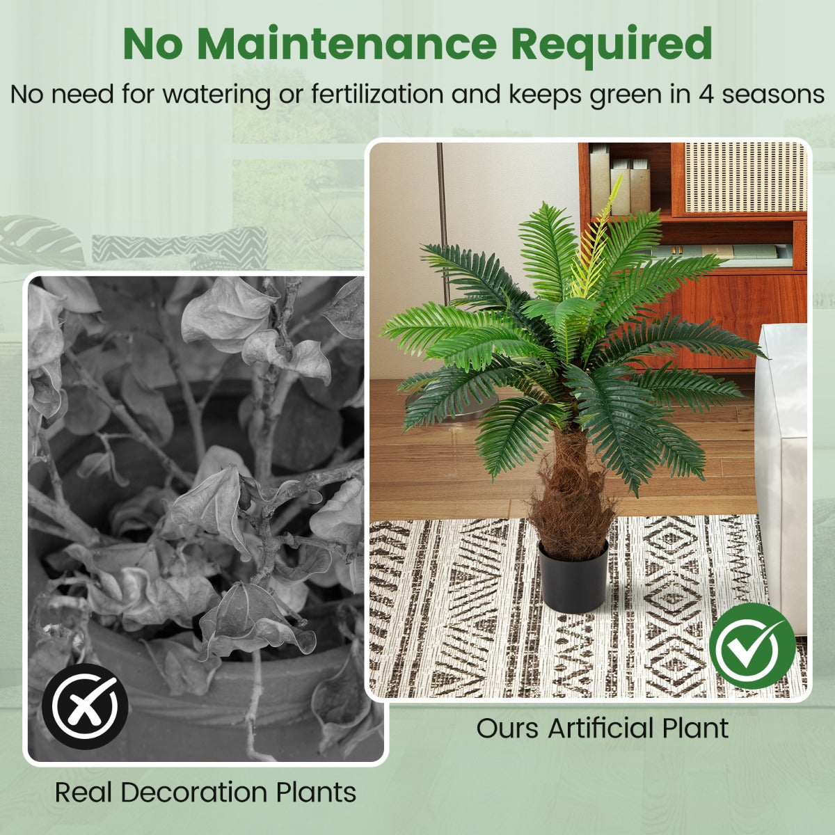 Set of 2 Artificial Cycas Tree 106 CM Palm Paradise Plant