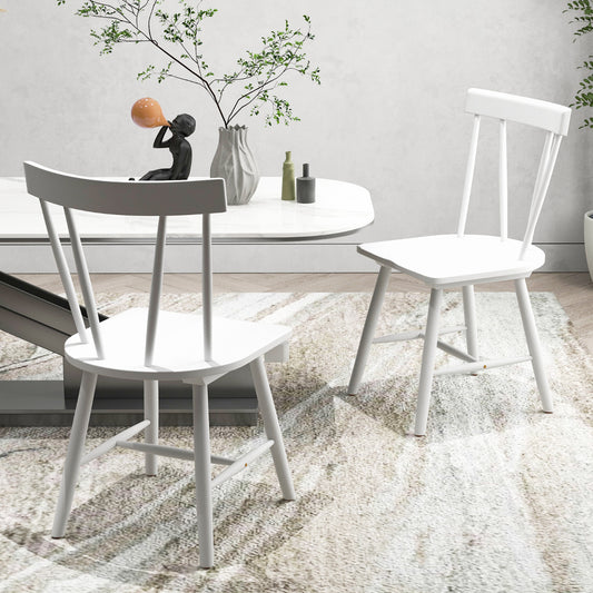 Set of 4 Windsor Chairs with Solid Rubber Wood Frame
