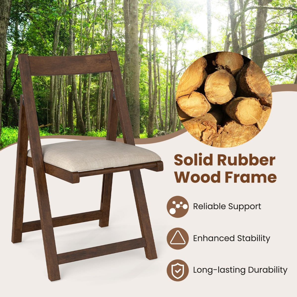 Set of 8 Foldable Dining Chair with Padded Seat and Curved Backrest