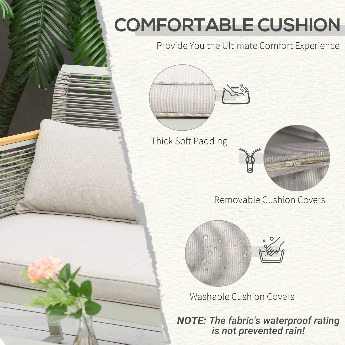 Outsunny 4 Pieces Rattan Garden Furniture Set - Grey