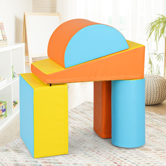 5-Piece Soft Waterproof Kids Climb and Crawl Activity Playset-Yellow and Blue