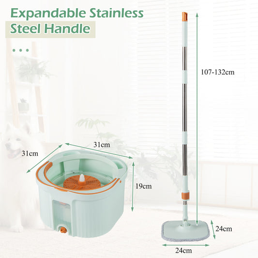 Spin Mop and Bucket Set Separation Dirty and Clean Water System-Green
