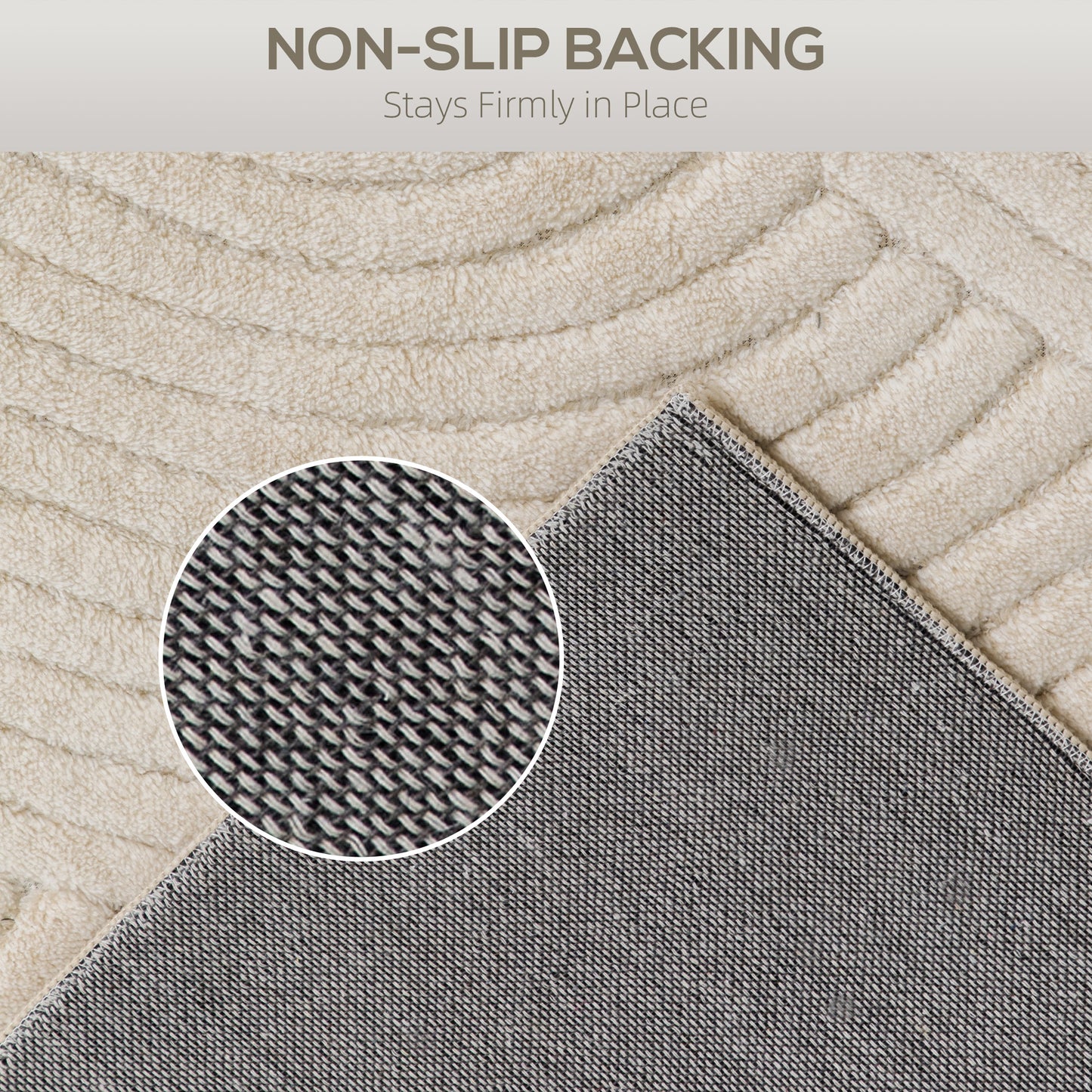 HOMCOM Modern Geometric Rug, Thick & Plush, Non-Slip, 160 x 120 cm â Cream, Living Room/Bedroom/Office