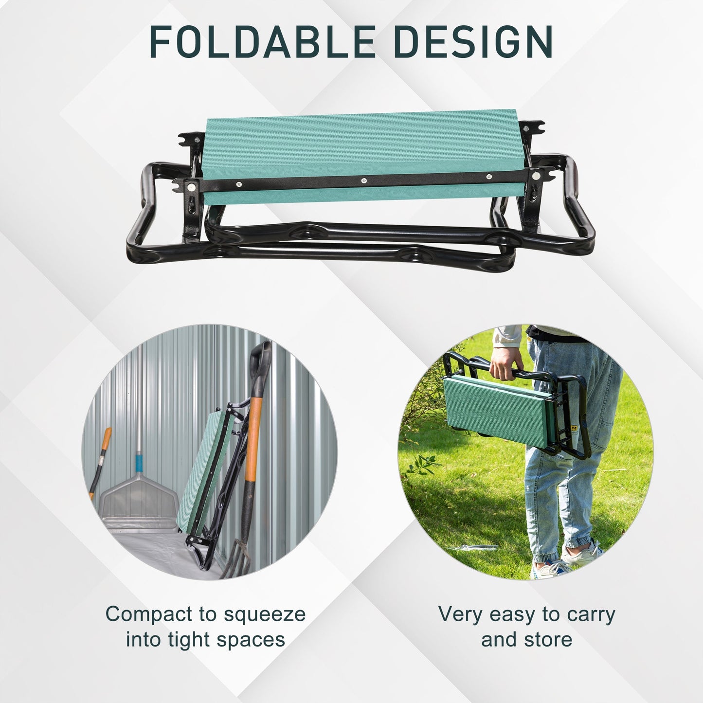 Outsunny 2 In 1 Garden Kneeler Seat Kneeling Pad Support Bench Foldable Knee Protector, Green