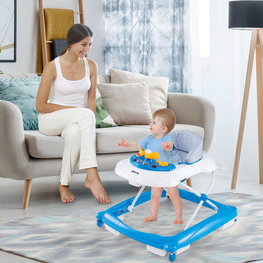 Toddler Activity Center Push Walker with 3 Adjustable Heights-Blue