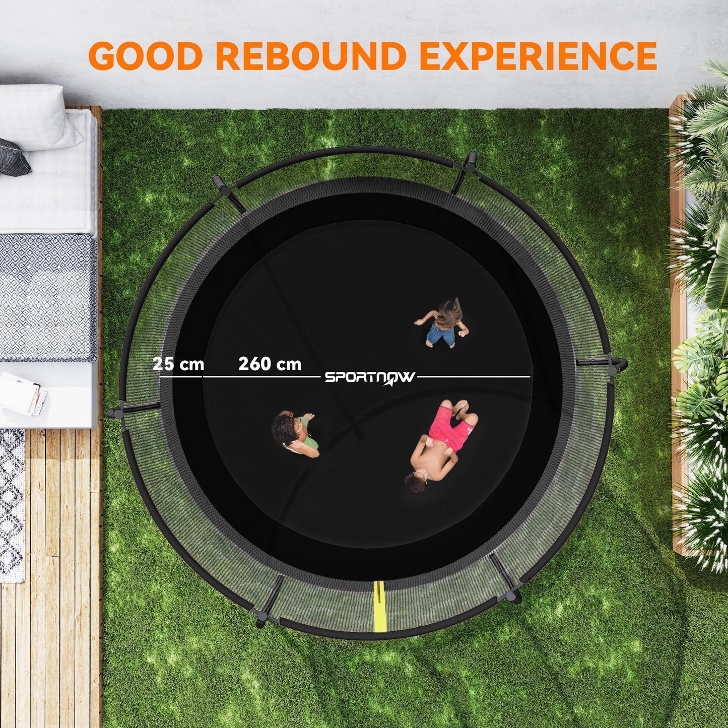 SPORTNOW 10ft Outdoor Trampoline with Enclosure Net, Spring Cover, Black