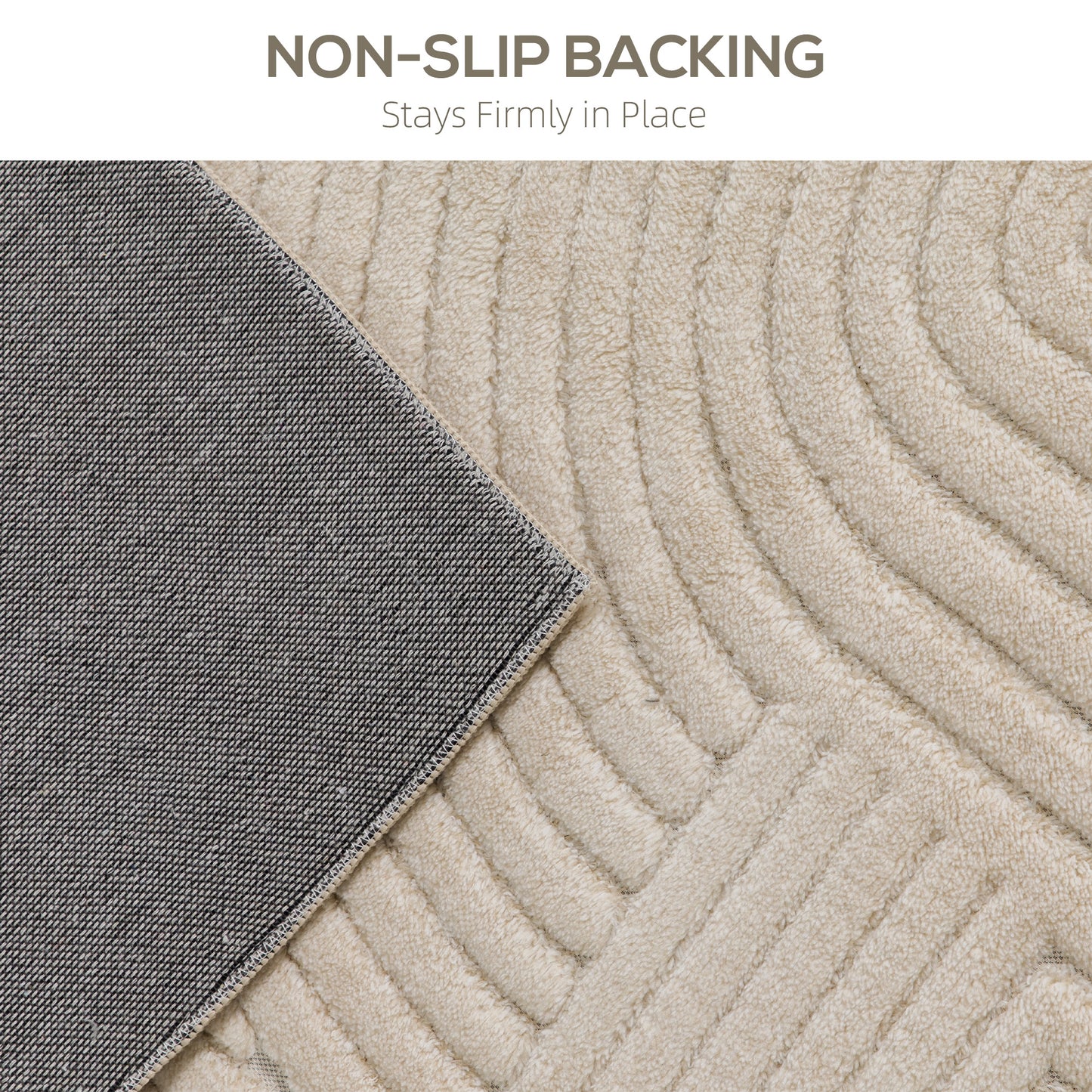 HOMCOM Modern Geometric Rug, Thick & Plush, Non-Slip, 230 x 160 cm â Cream, Living Room/Bedroom/Office