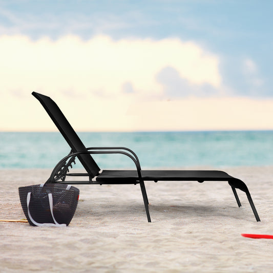 Versatile Chaise Lounge Chair with 5 Adjustable Positions Iron Construction-Black