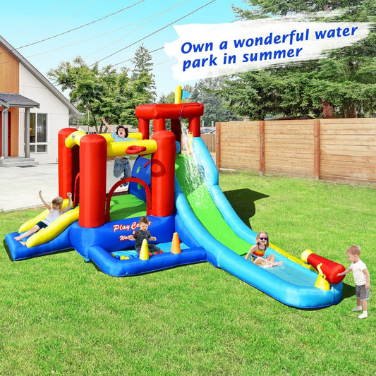 9 in 1 Inflatable Water Slide with Slide and Trampoline without Blower