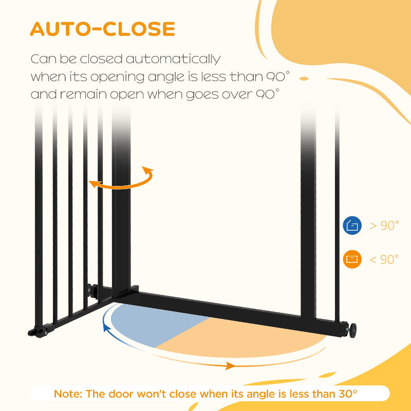 PawHut Adjustable Safety Gate w/ One Extensions, Four Adjustable Screws, Black