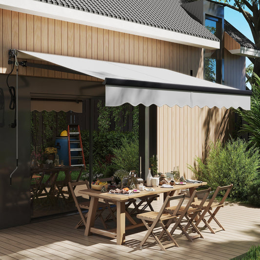 Outsunny 3 x 2.5m Electric Awning with Remote Controller, Aluminium Frame DIY Retractable Awning, UV30+ Sun Shade Canopy for Garden Patio Deck Door Window, Light Grey