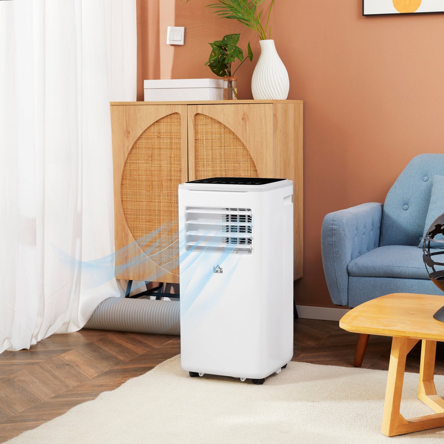HOMCOM 9000 BTU Portable Air Conditioner, Smart Home WiFi Compatible, 4 in 1 Air Conditioning Unit, Dehumidifier, Fan with Remote, 24H Timer, Window Venting Kit, 20mÂ², R290, A Energy Efficiency