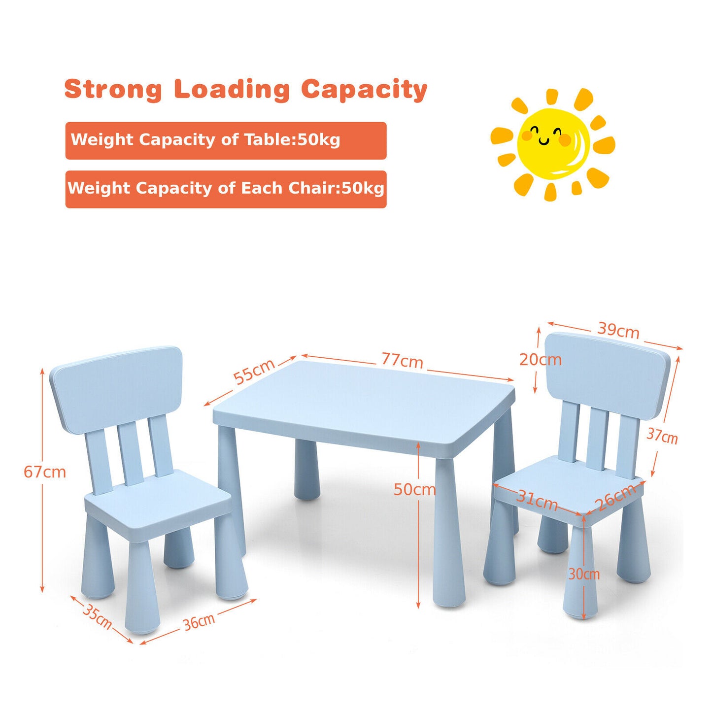 Children's Multi Activity Table and Chair Set-Blue