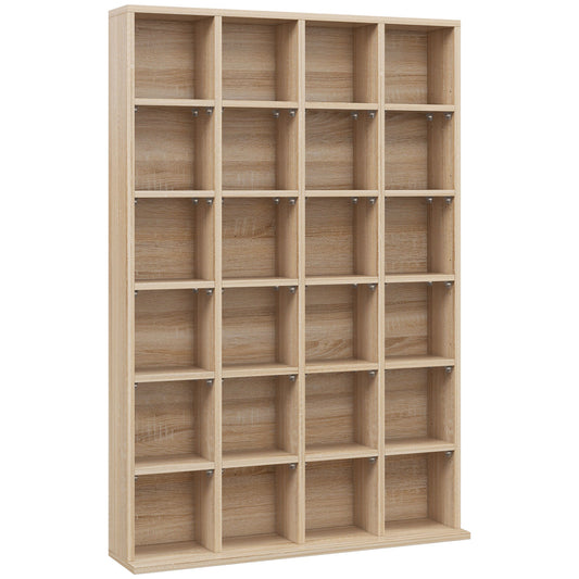 HOMCOM CD Storage Unit with Adjustable Shelves, 89 x 130.5 cm, Nature Wood Finish