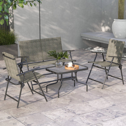 Outsunny Four-Piece Metal Garden Sofa Set - Mixed Brown