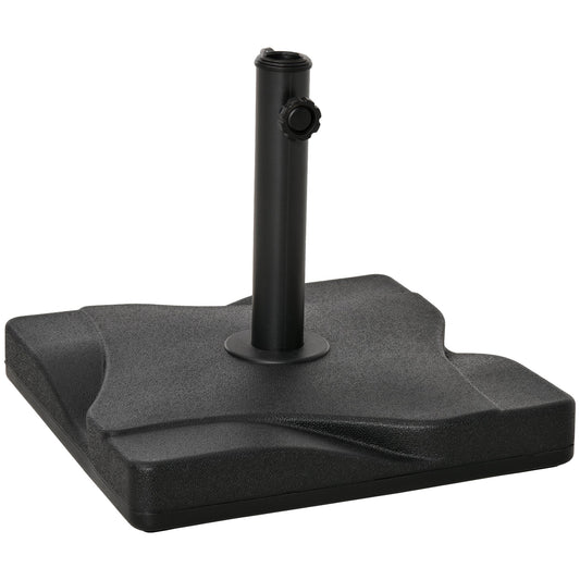 Outsunny 20kg Square Parasol Base Outdoor Garden Cement Umbrella Weight Stand Holder, Fits Î¦32mm,Î¦38mm,Î¦48mm Pole - Black