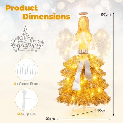 1.57M Lighted Christmas Angel Tree  with Hands Clasped in Prayer