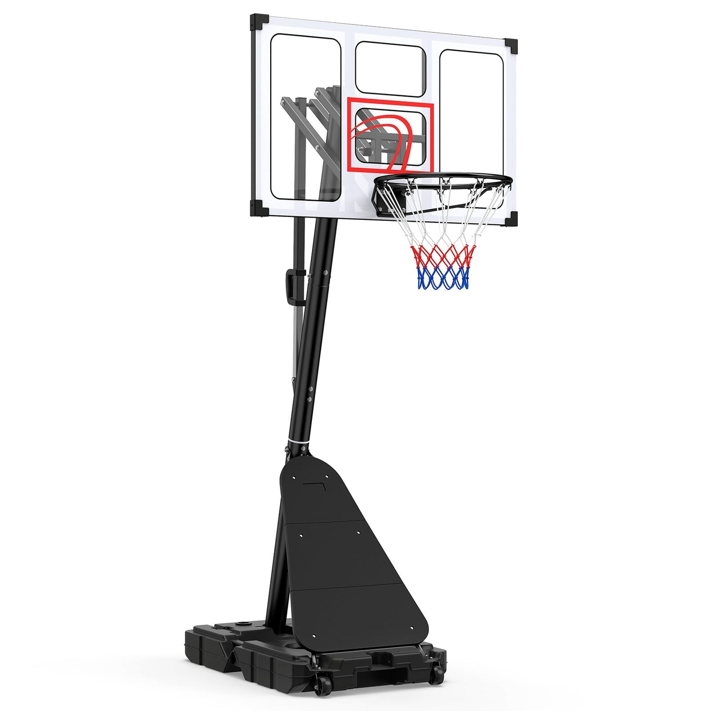 10 Levels Adjustable Basketball Goal System with Shatterproof Backboard Rebounder and Fillable Base