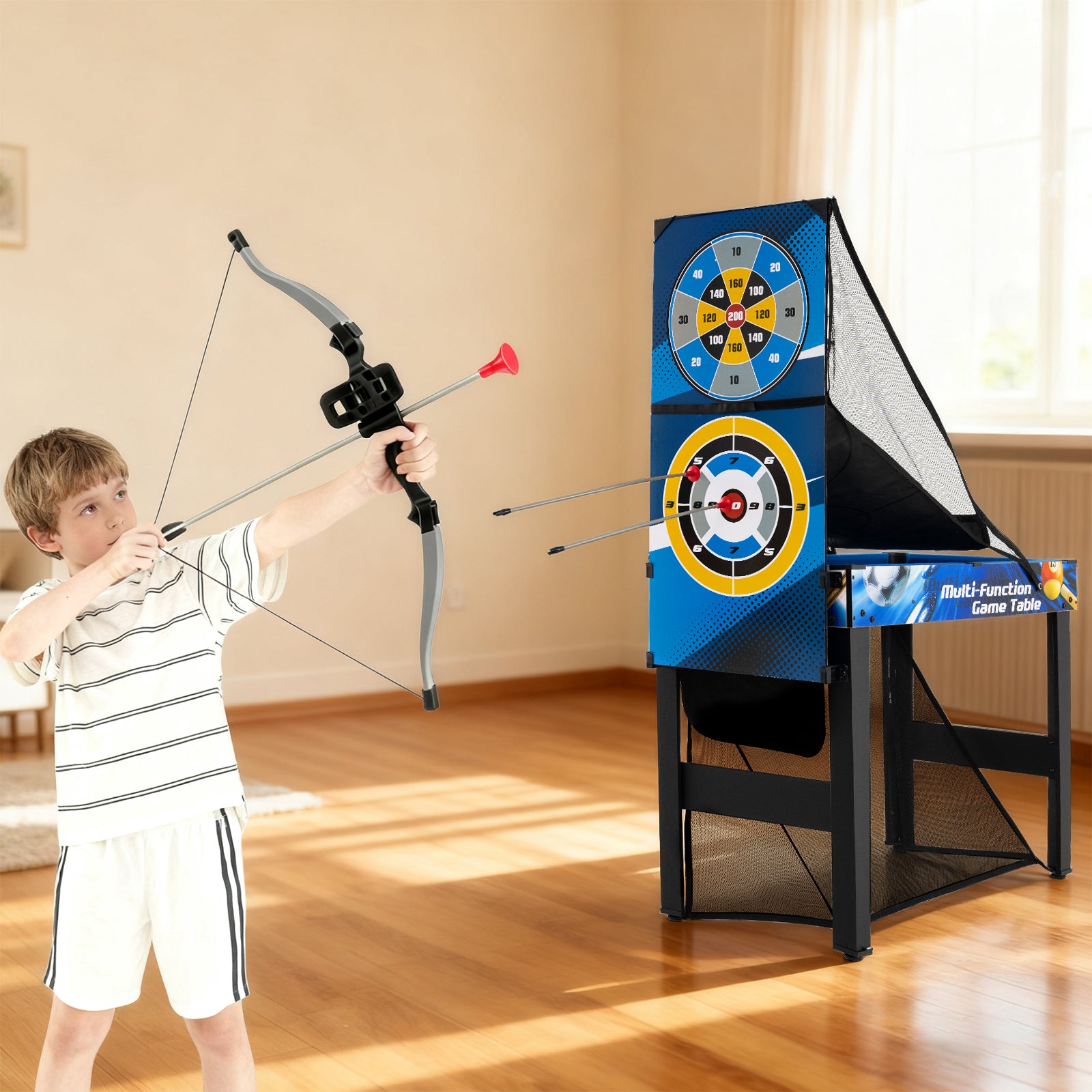 10-in-1 Combo Game Table Set with Storage Bag and Accessories-Blue