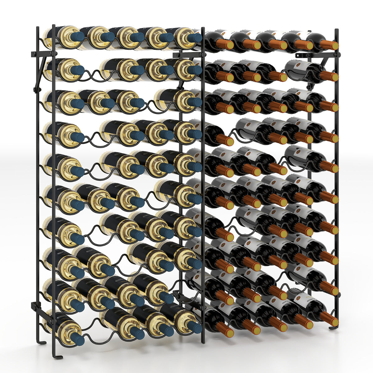 100-Bottle Large Wine Rack Holder with Wall-Anchored Design