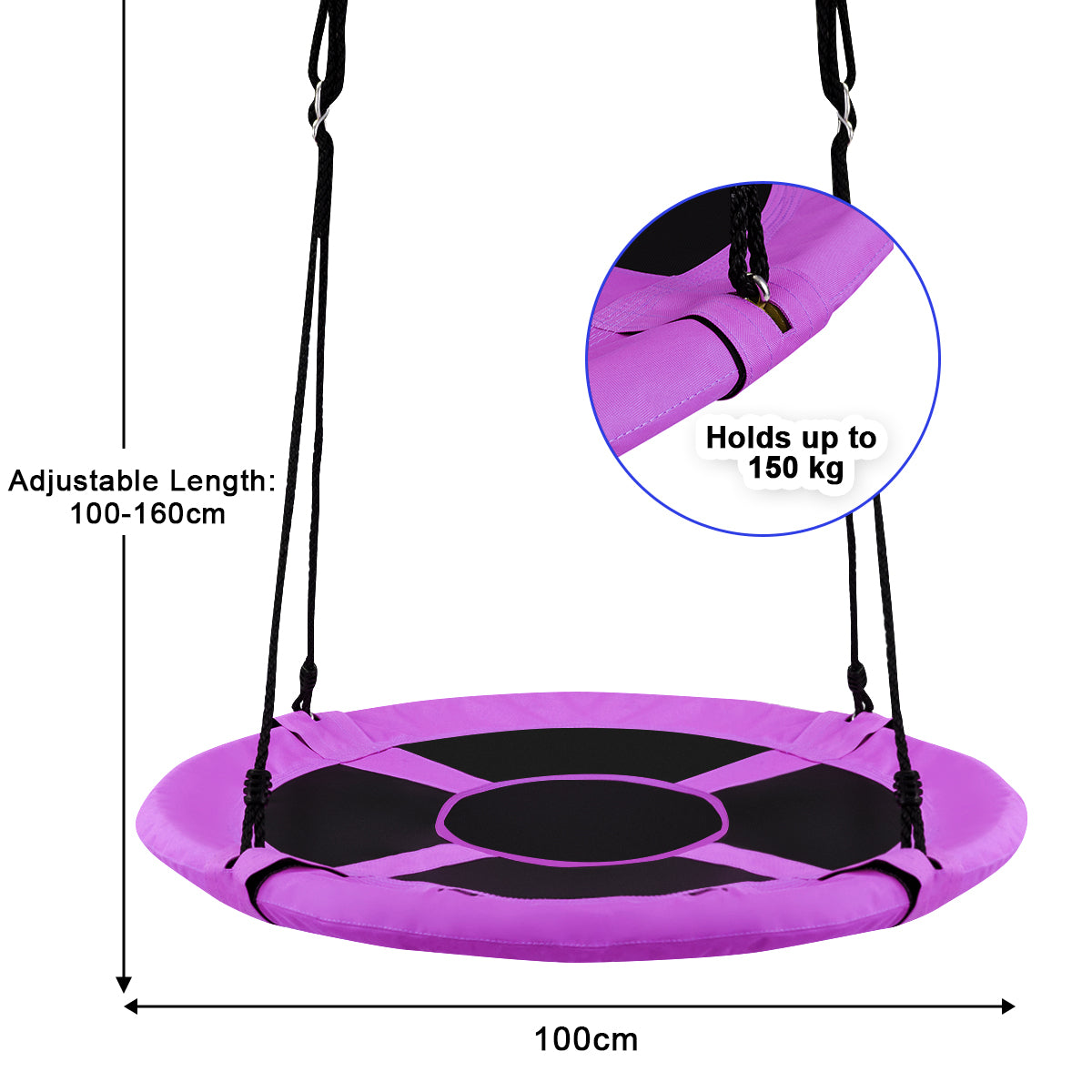 100cm Children Flying Saucer Tree Swing with Adjustable Rope-Purple