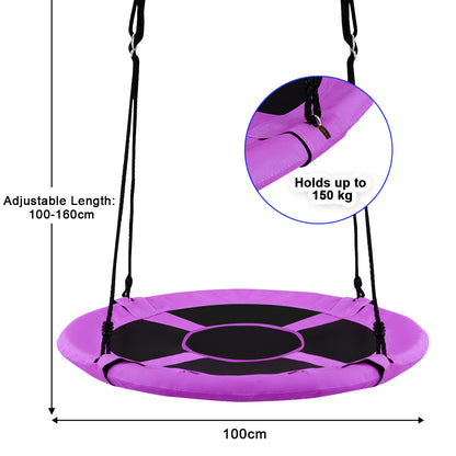 100cm Children Flying Saucer Tree Swing with Adjustable Rope-Purple