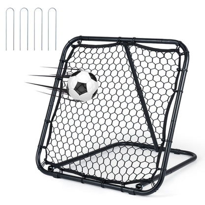 101 x 101 cm Football Rebounder with 7 Adjustable Angles and 4 Ground Stakes