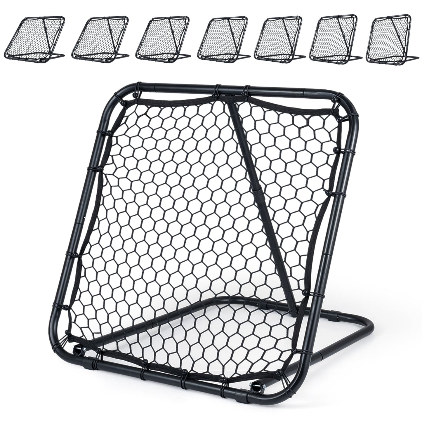 101 x 101 cm Football Rebounder with 7 Adjustable Angles and 4 Ground Stakes