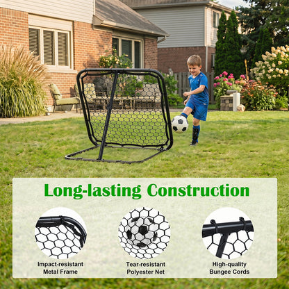 101 x 101 cm Football Rebounder with 7 Adjustable Angles and 4 Ground Stakes