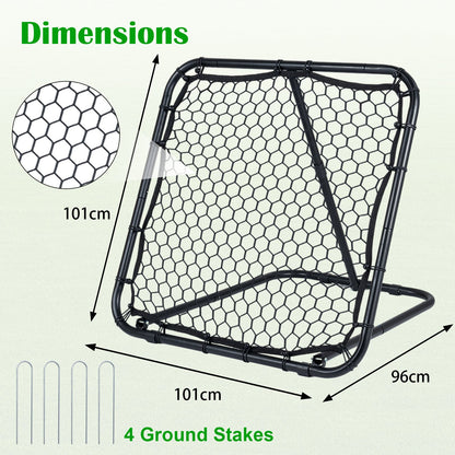 101 x 101 cm Football Rebounder with 7 Adjustable Angles and 4 Ground Stakes
