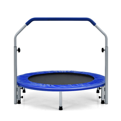 101cm Foldable Trampoline with 4-Level Adjustable Handle for Adults-Blue