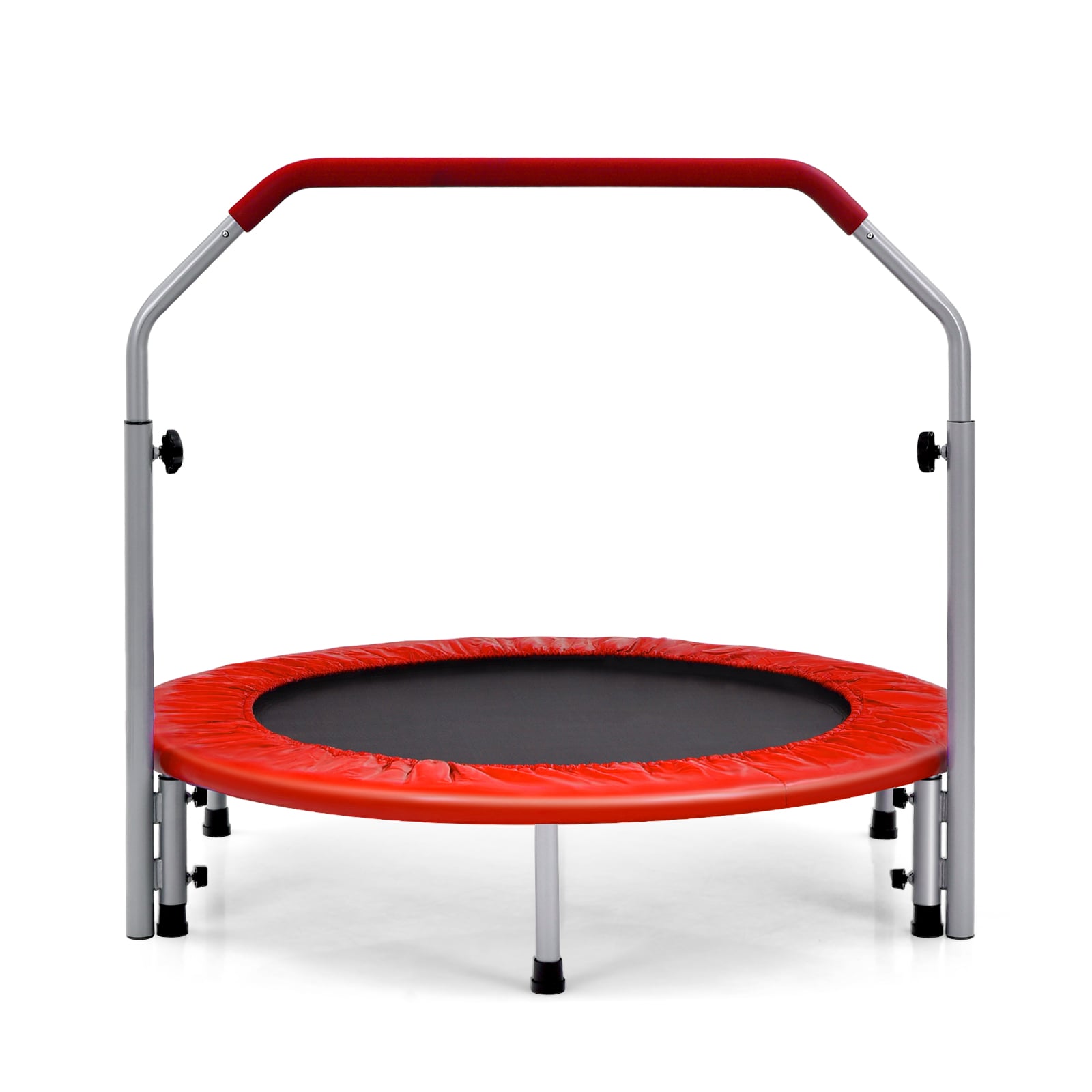 101cm Foldable Trampoline with 4-Level Adjustable Handle for Adults-Red